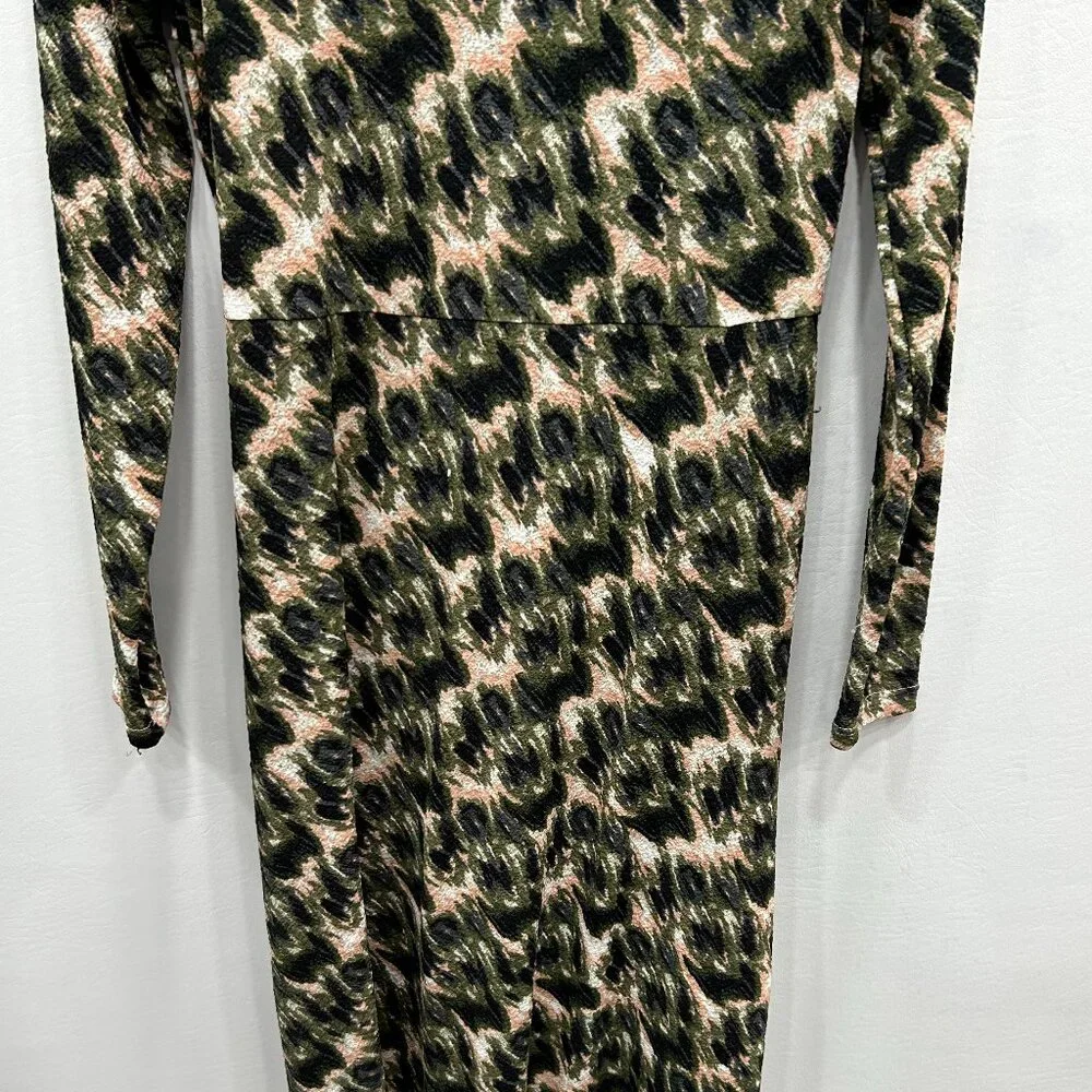 Rachel Comey Black and Beige Abstract-Print Long-Sleeve Midi Dress - Picture 4 of 12